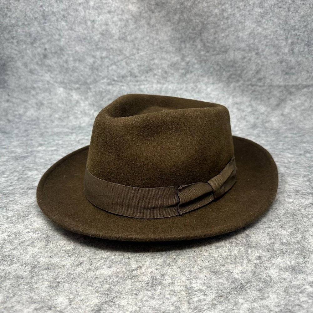 Borges & Scott Genuine Wool Fedora Hat Mens XL 7 3/4 Brown Indiana Jones